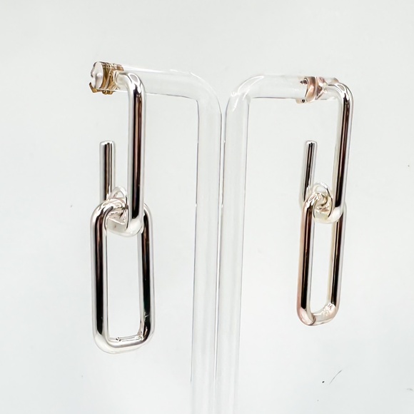 JCREW Jewelry - Silver Metal Chain Link Drop Earrings- Lightly Worn - Picture 1 of 3